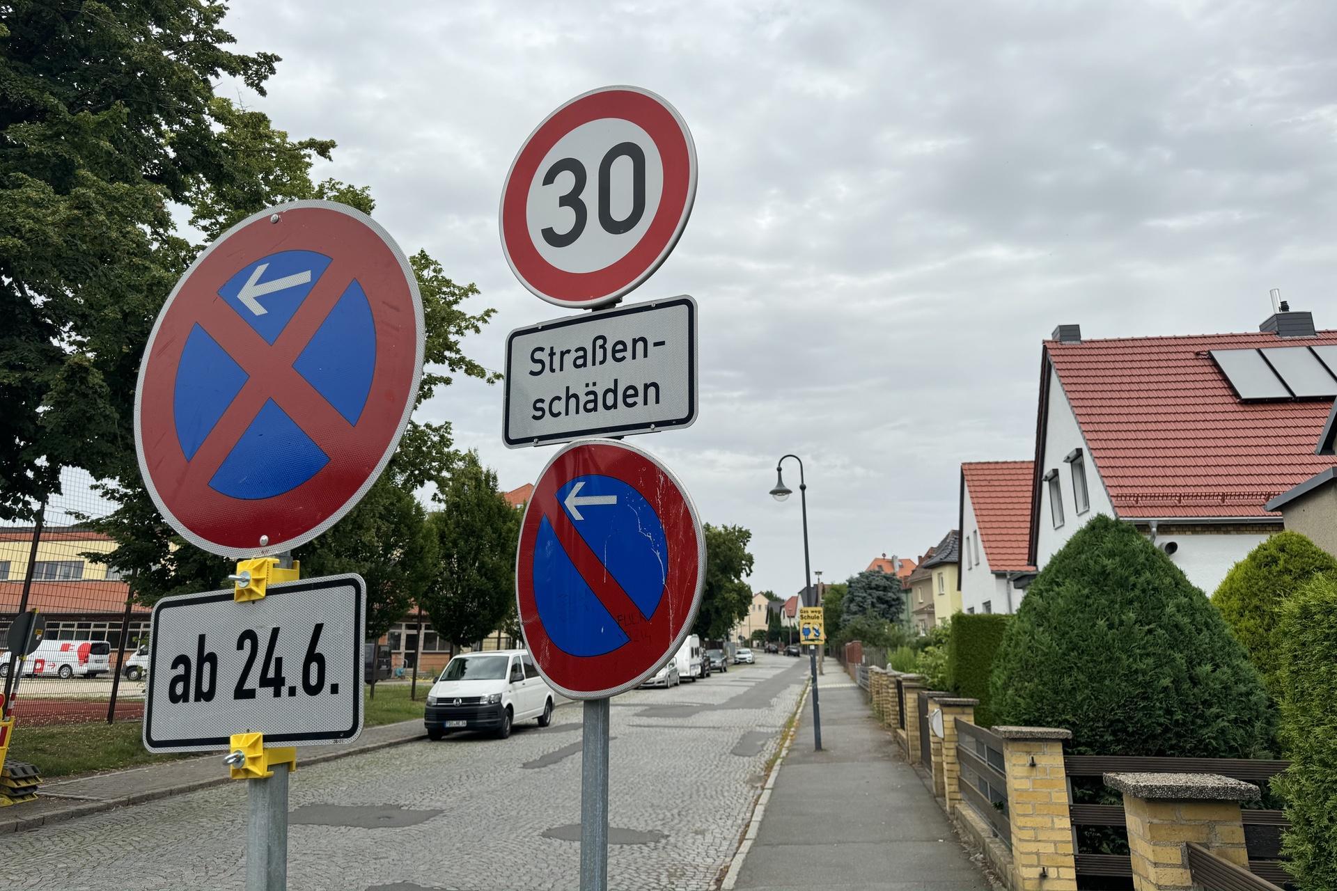 Die Geschwister-Scholl-Straße ist ab Dienstag voll gesperrt. Bereits ab Montag gilt ein absolutes Halteverbot.  (Foto: Daniel Große)