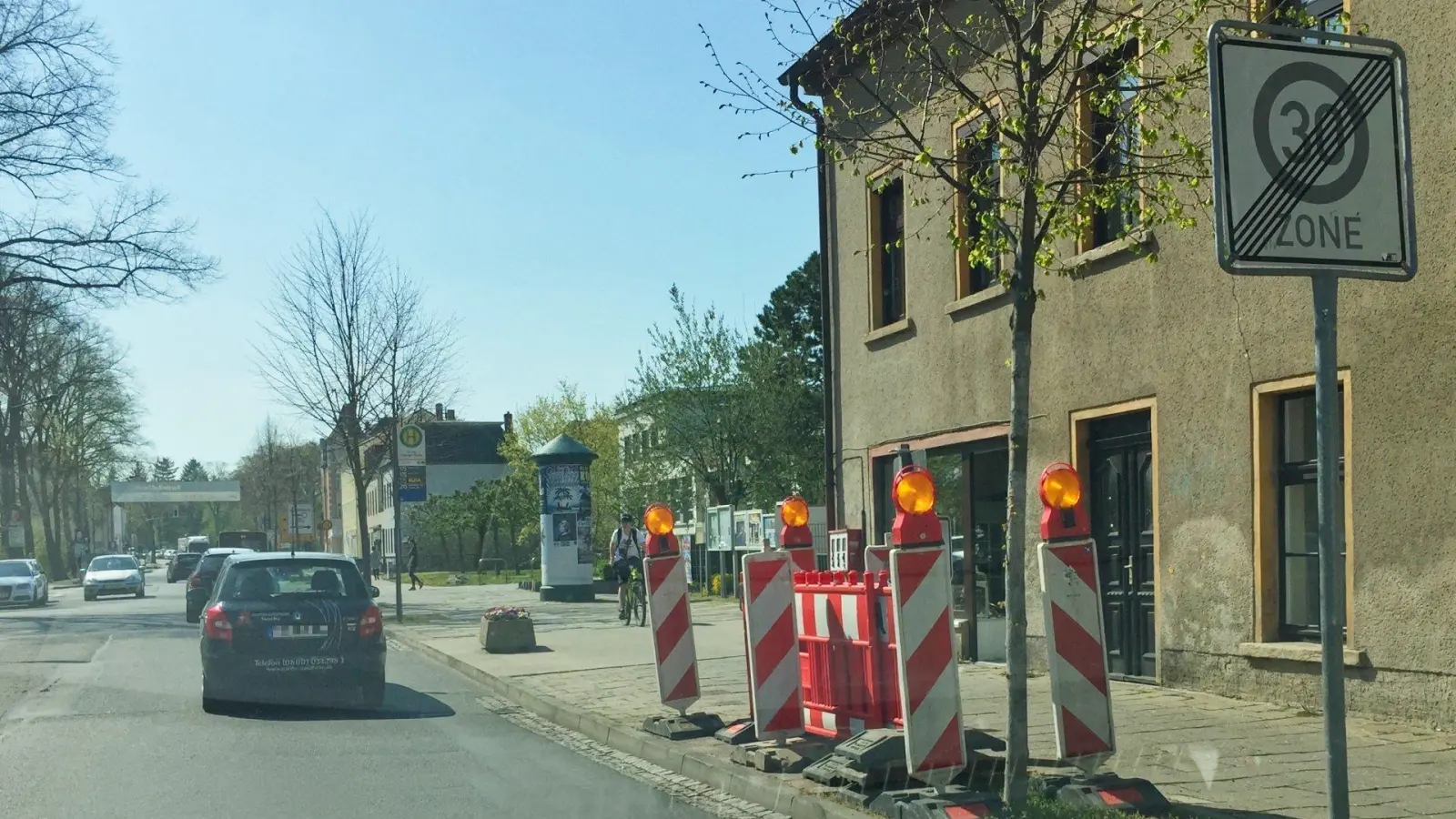 Leipziger Straße an der Sparkasse nach Ostern halbseitig gesperrt (Foto: taucha-kompakt.de)