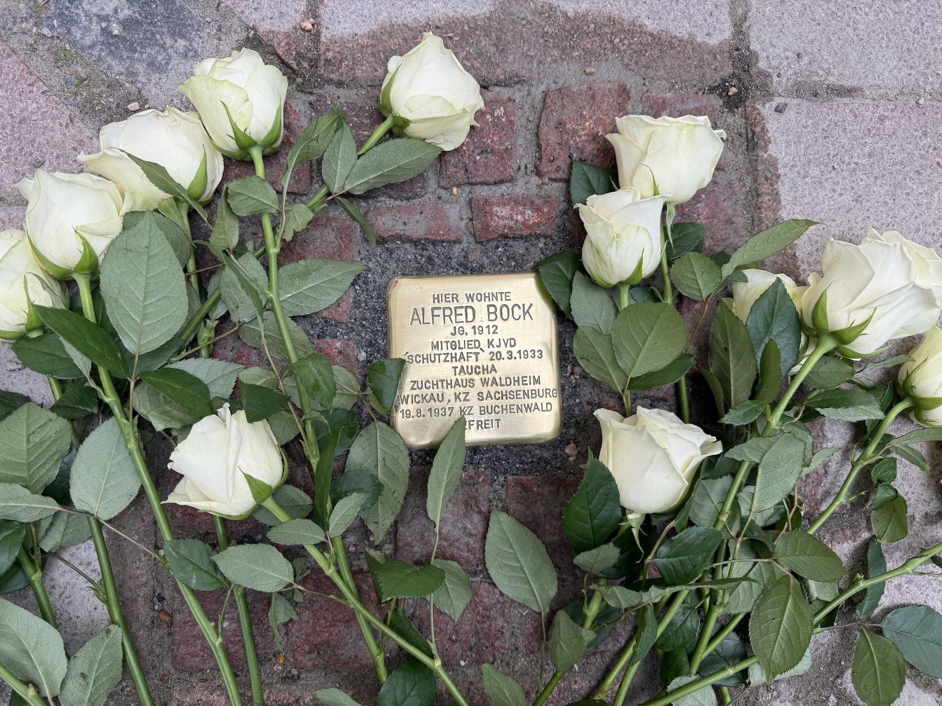 Tauchas erster Stolperstein gedenkt Alfred Bock. (Foto: Daniel Große)