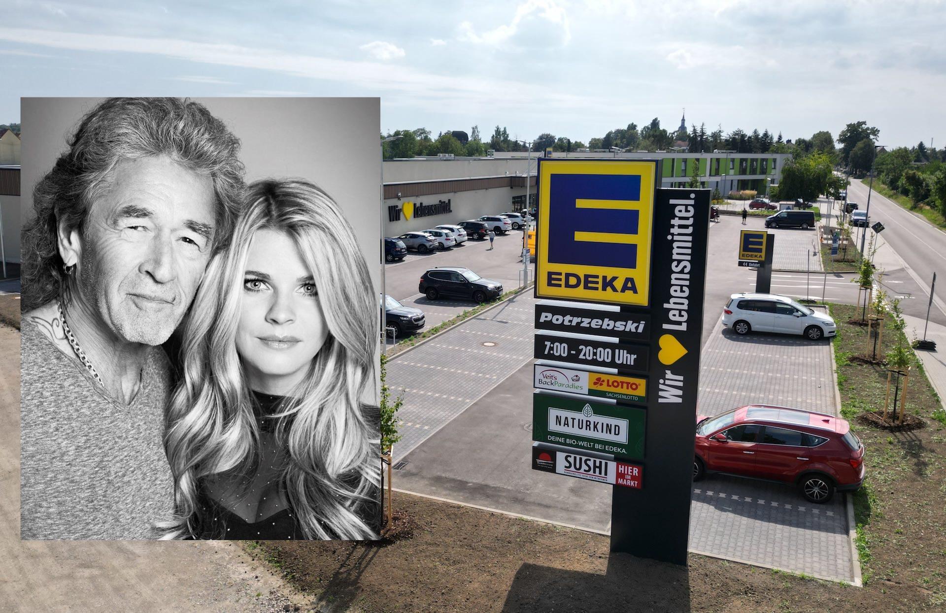 Peter Maffay und Hendrijke Balsmeyer kommen in den EDEKA-Markt nach Taucha. (Foto: Künstler-Foto: EDEKA / Montage: Daniel Große)