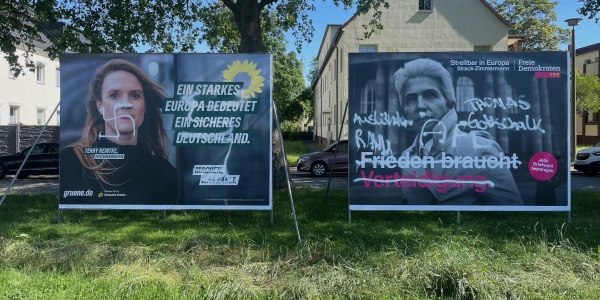 Diese Wahlplakate wurden beschmiert, unter anderem mit einem Hakenkreuz. (Foto: privat)
