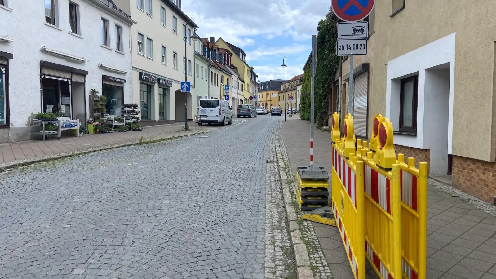 Die Sperrung beginnt an der Ausmündung Schlossstraße und zieht sich bis etwa an die DRK Seniorenwohnanlage heran. (Foto: taucha-kompakt.de)
