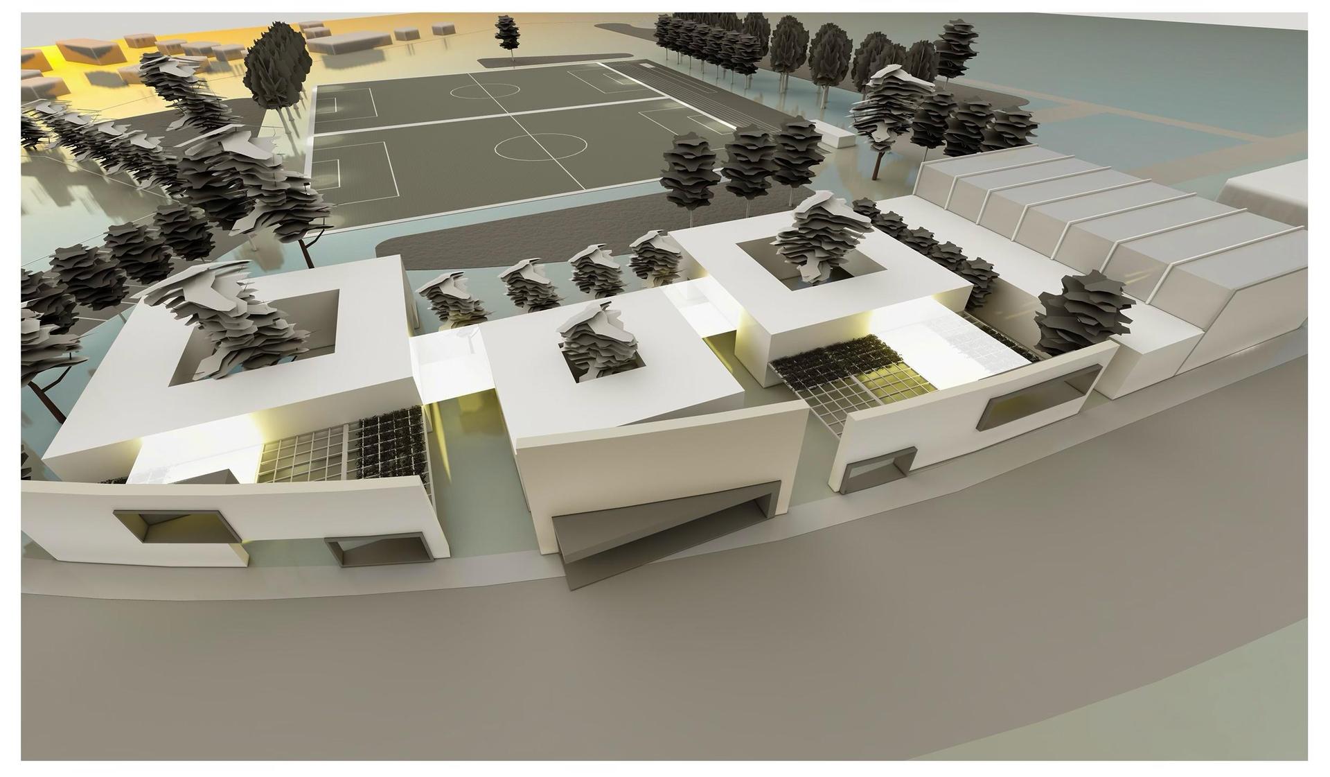 Der Entwurf von Architekt Marco Stelzel, der im Rahmen einer Machbarkeitsstudie entstand, zeigt, wie das „SportEUm” aussehen könnte.  (Foto: Marco Stelzel (s.ai architekten))