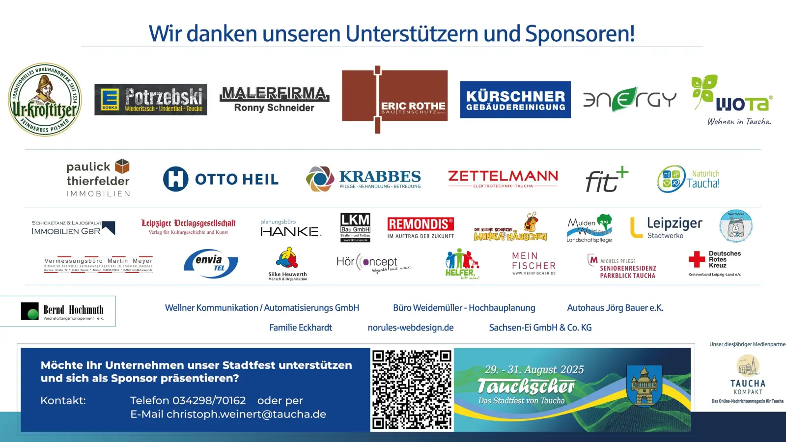 Die Sponsoren werden auch auf dem Tauchscher sichtbar - über dieses Banner. (Foto: Stadtverwaltung Taucha)