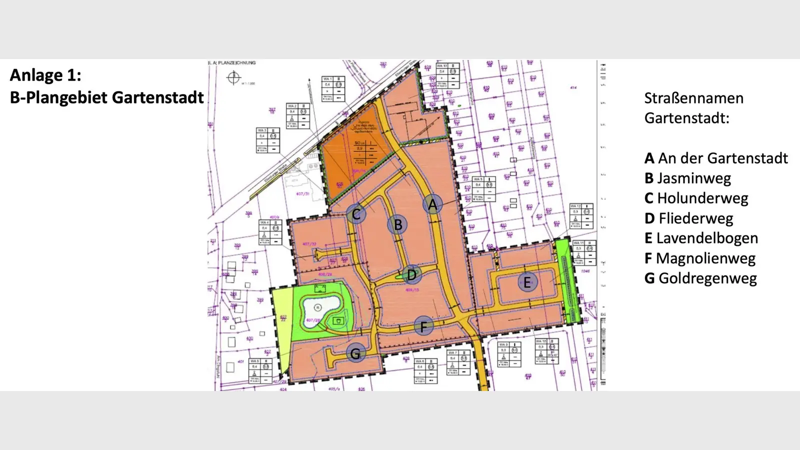 Lageplan der künftigen Straßen in der Gartenstadt (Klick für Gesamtansicht) (Foto: taucha-kompakt.de)
