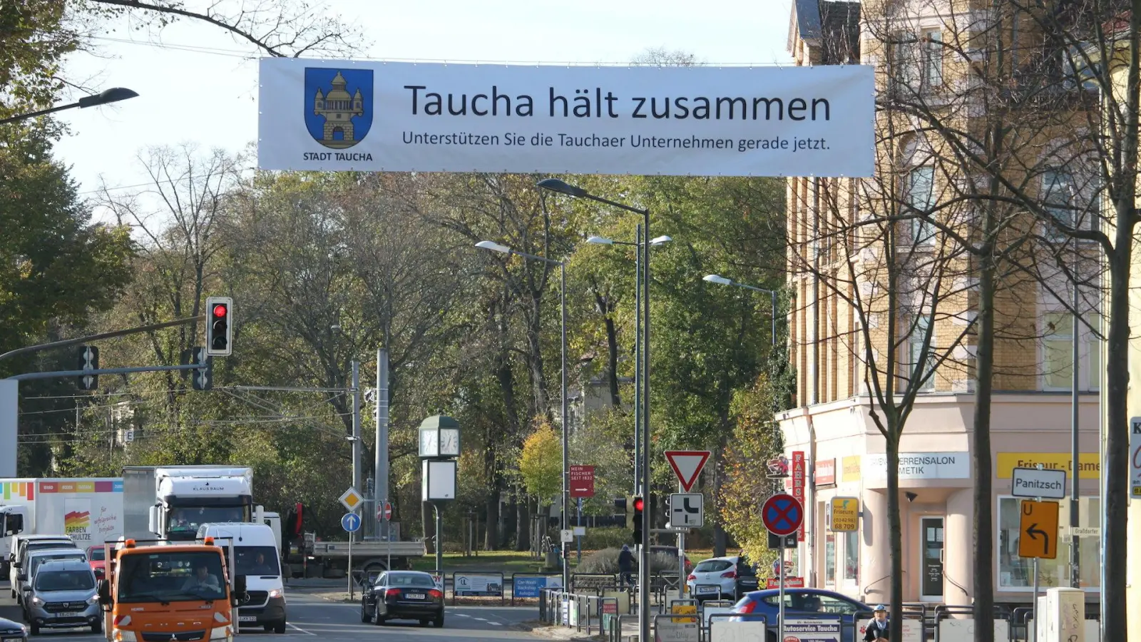 Neue Durchhalte-Parole der Stadtverwaltung (Foto: taucha-kompakt.de)