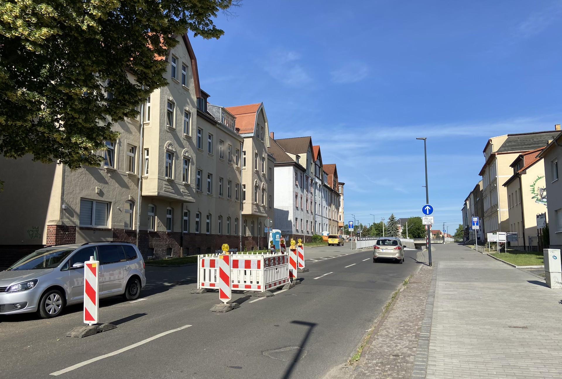 Portitzer Straße: Baustelle in der Umleitung (Foto: taucha-kompakt.de)