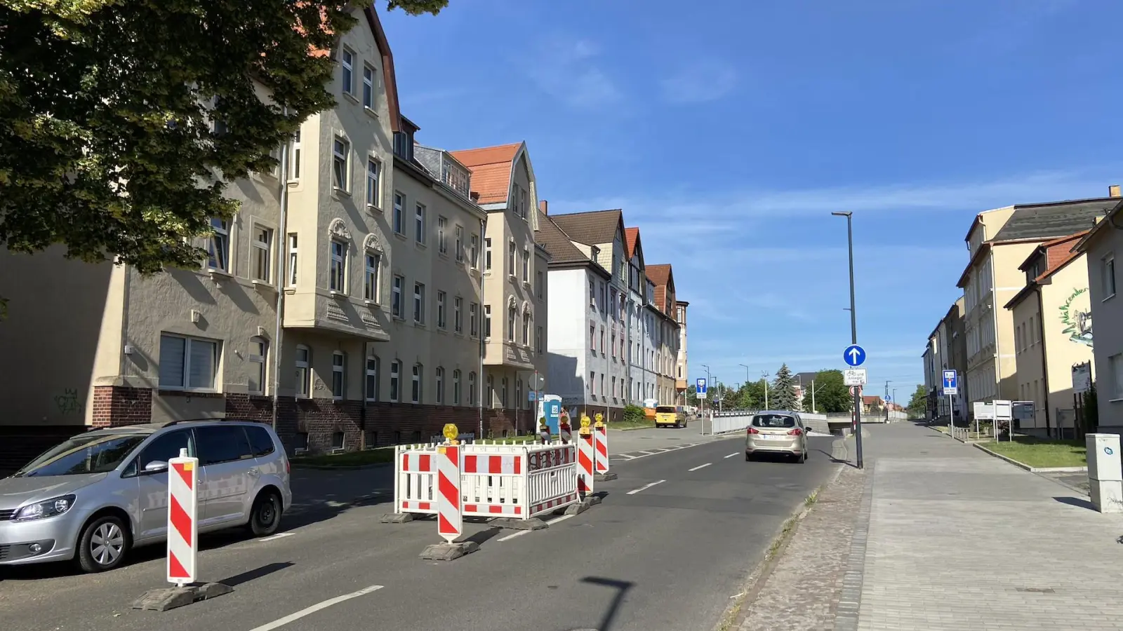 Portitzer Straße: Baustelle in der Umleitung (Foto: taucha-kompakt.de)