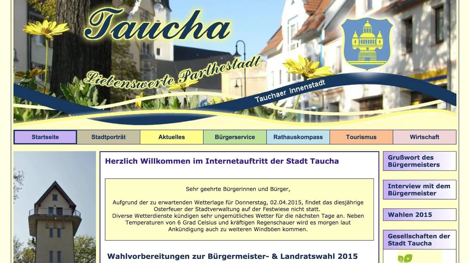 Die alte Website von Taucha (Foto: taucha-kompakt.de)